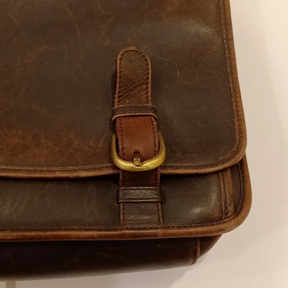 All Leather Distressed Briefcase Portfolio Brown